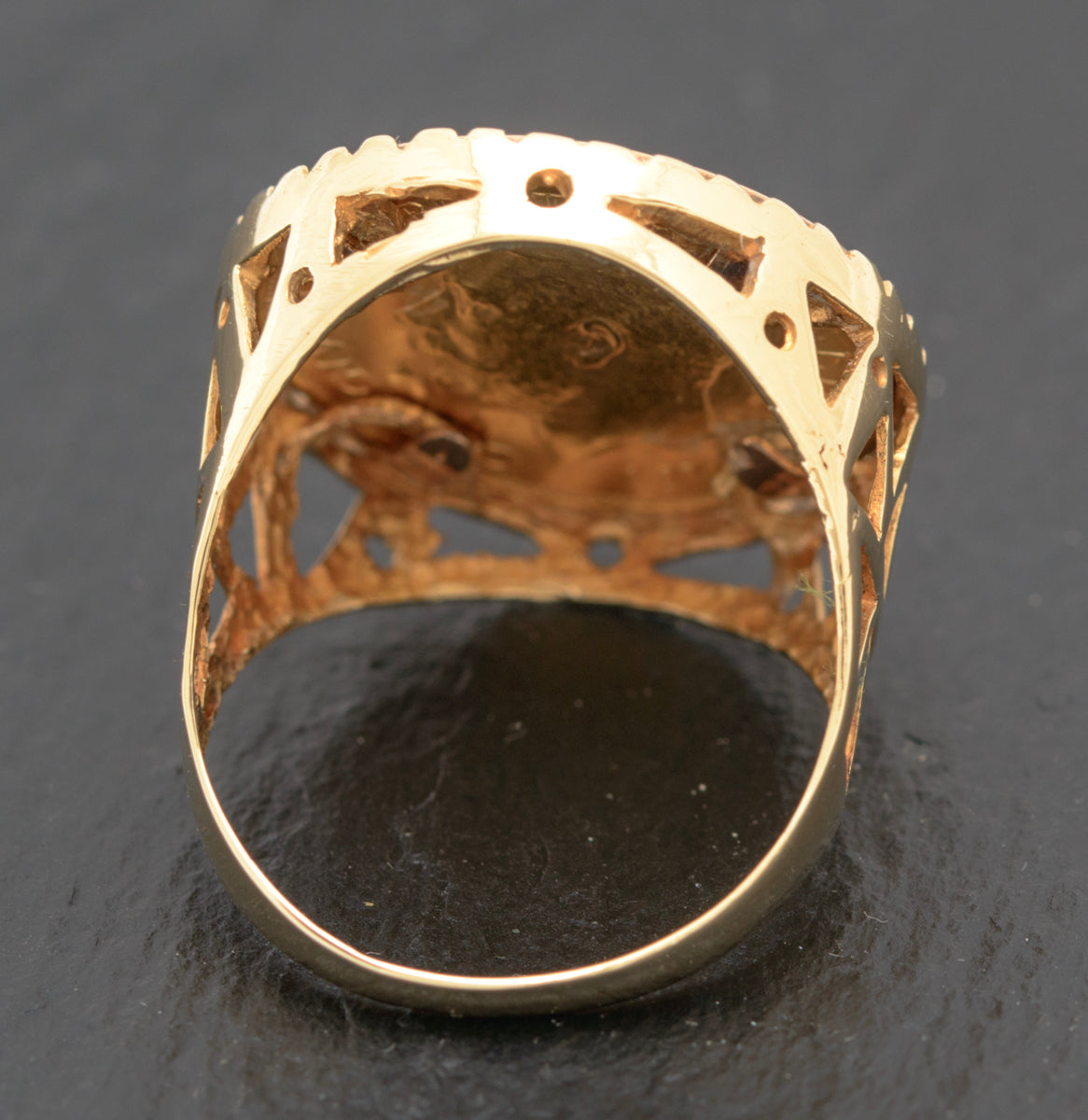 Antique 22ct Gold Half Sovereign Coin In 9ct Gold Ring Mount H'mark 1979 (A1655)