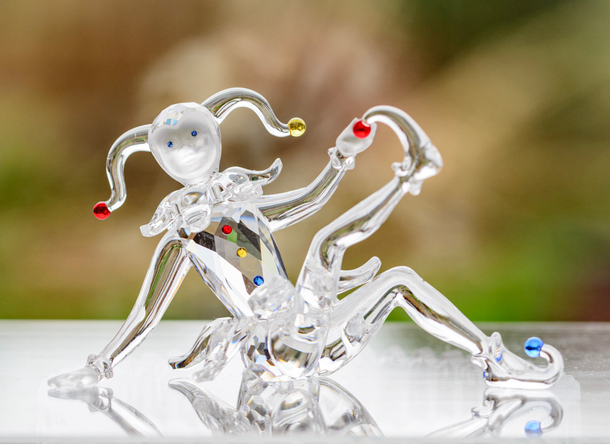 Swarovski Jester Figure 275555 Clear Crystal With Colourful Accents Box & Cert (A1692B)