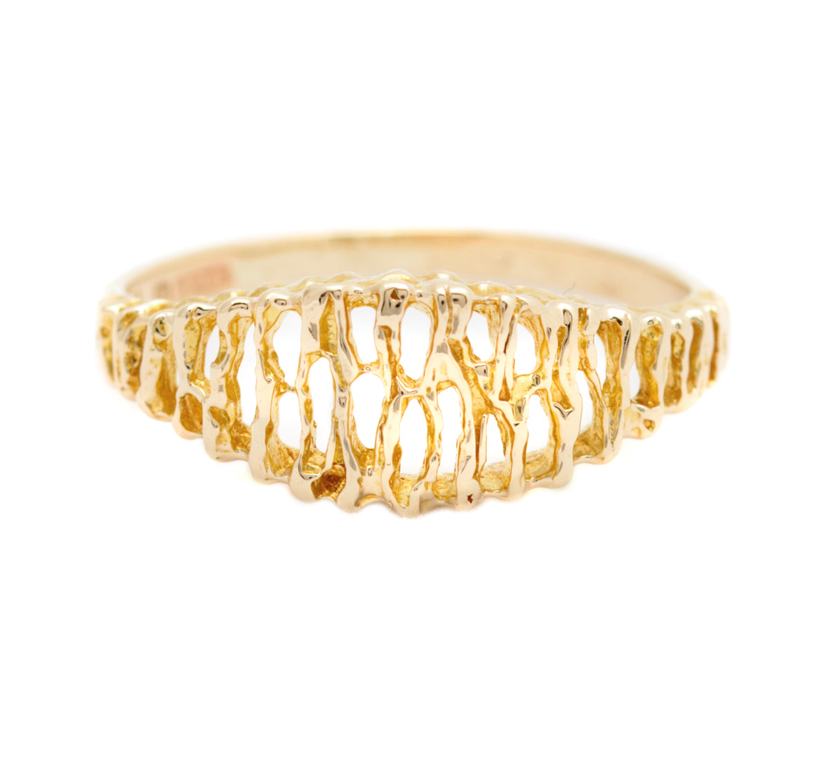 Vintage 9ct Gold Modernist Design Ring With Open Work 1960's Retro (A1746)