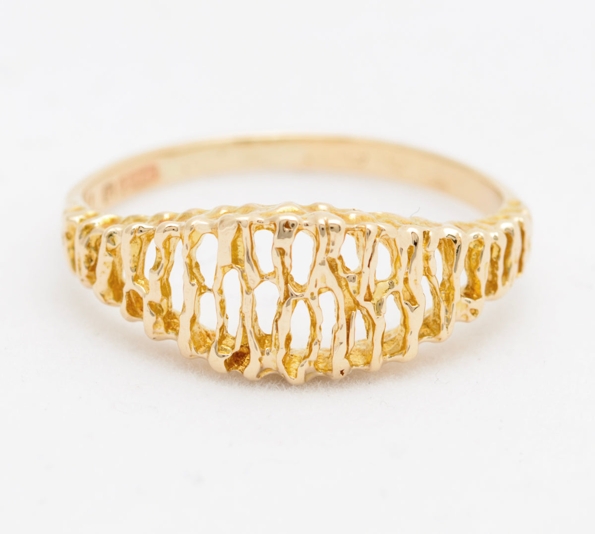 Vintage 9ct Gold Modernist Design Ring With Open Work 1960's Retro (A1746)