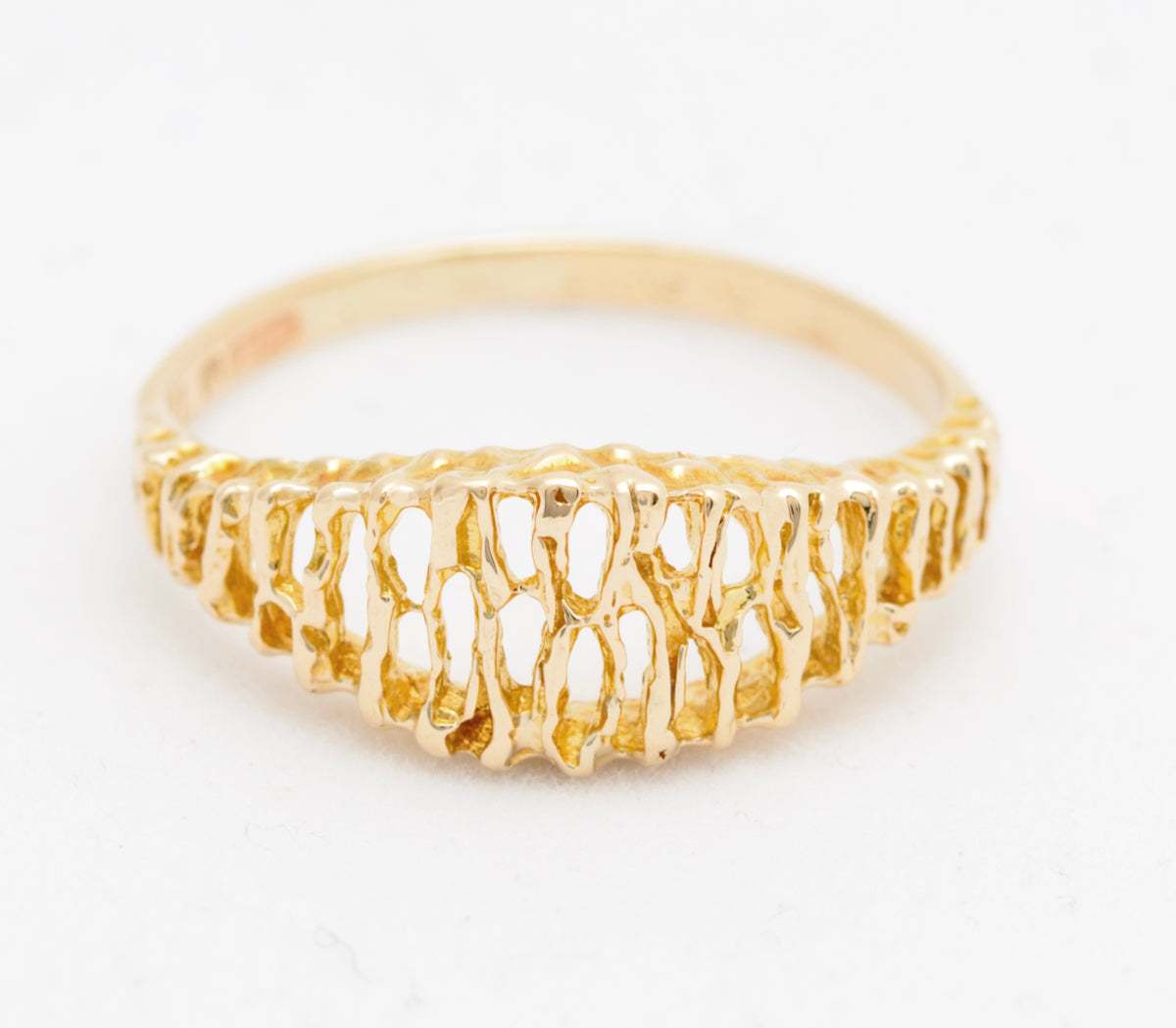 Vintage 9ct Gold Modernist Design Ring With Open Work 1960's Retro (A1746)