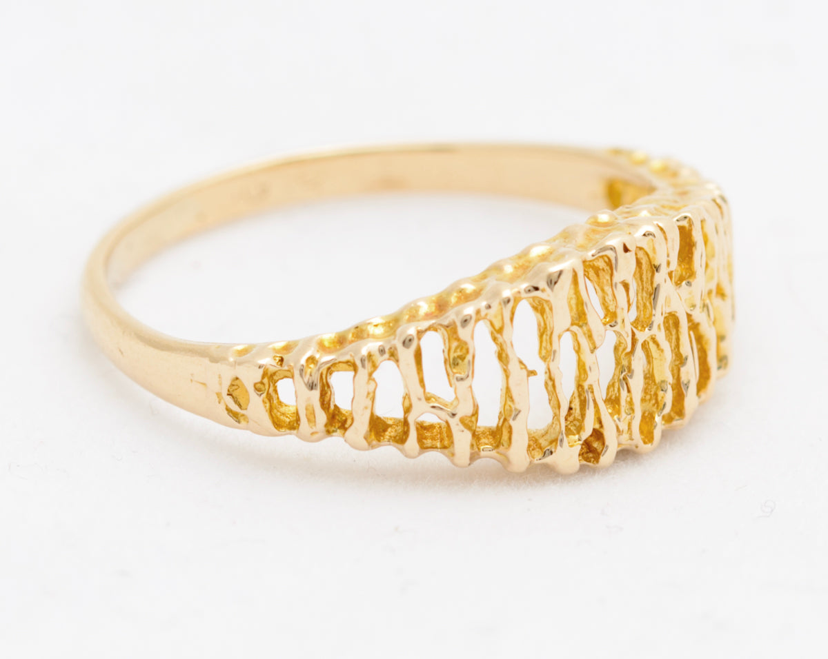 Vintage 9ct Gold Modernist Design Ring With Open Work 1960's Retro (A1746)