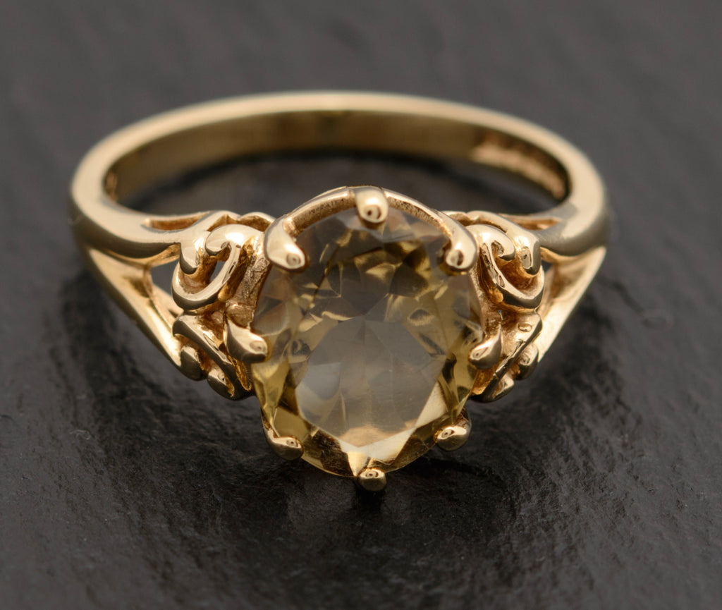 Vintage 9ct Gold Ring With Smoky Citrine Gemstone Hallmarked 1992 (A1748)