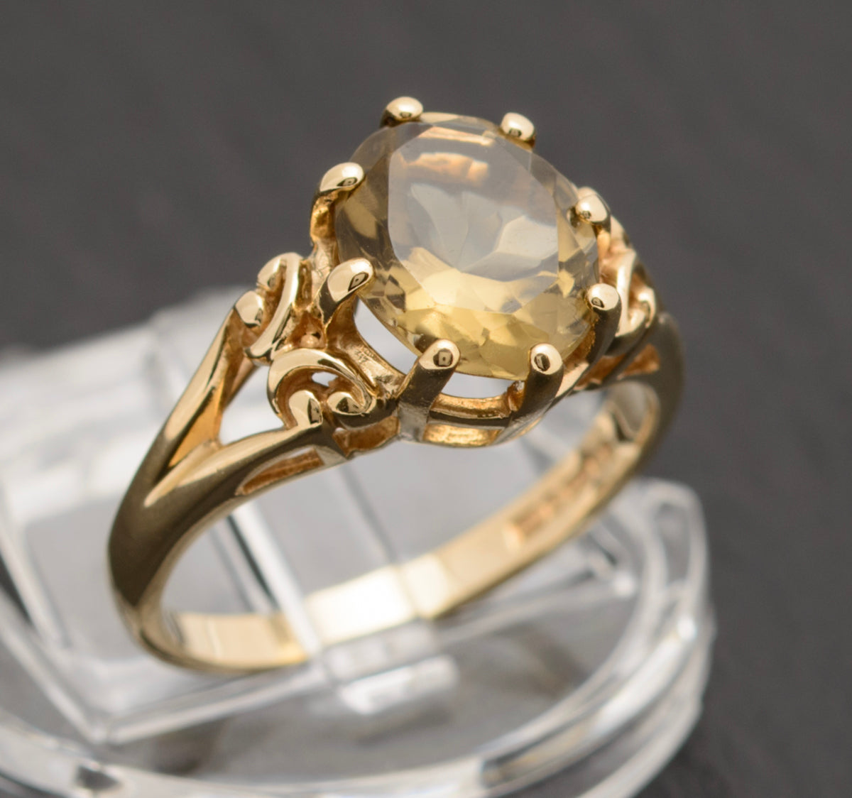Vintage 9ct Gold Ring With Smoky Citrine Gemstone Hallmarked 1992 (A1748)