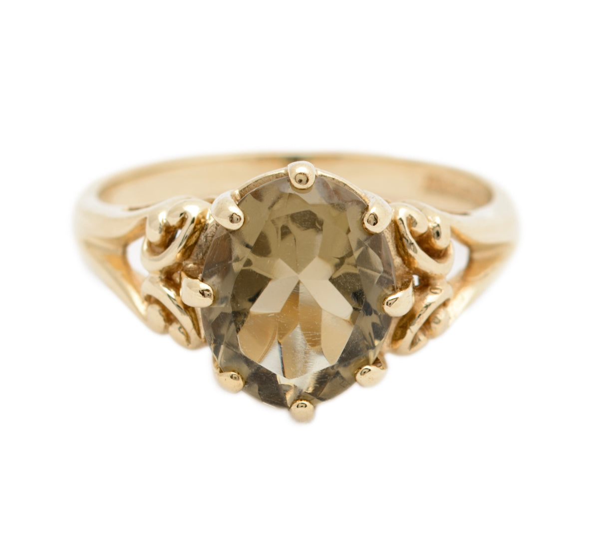 Vintage 9ct Gold Ring With Smoky Citrine Gemstone Hallmarked 1992 (A1748)