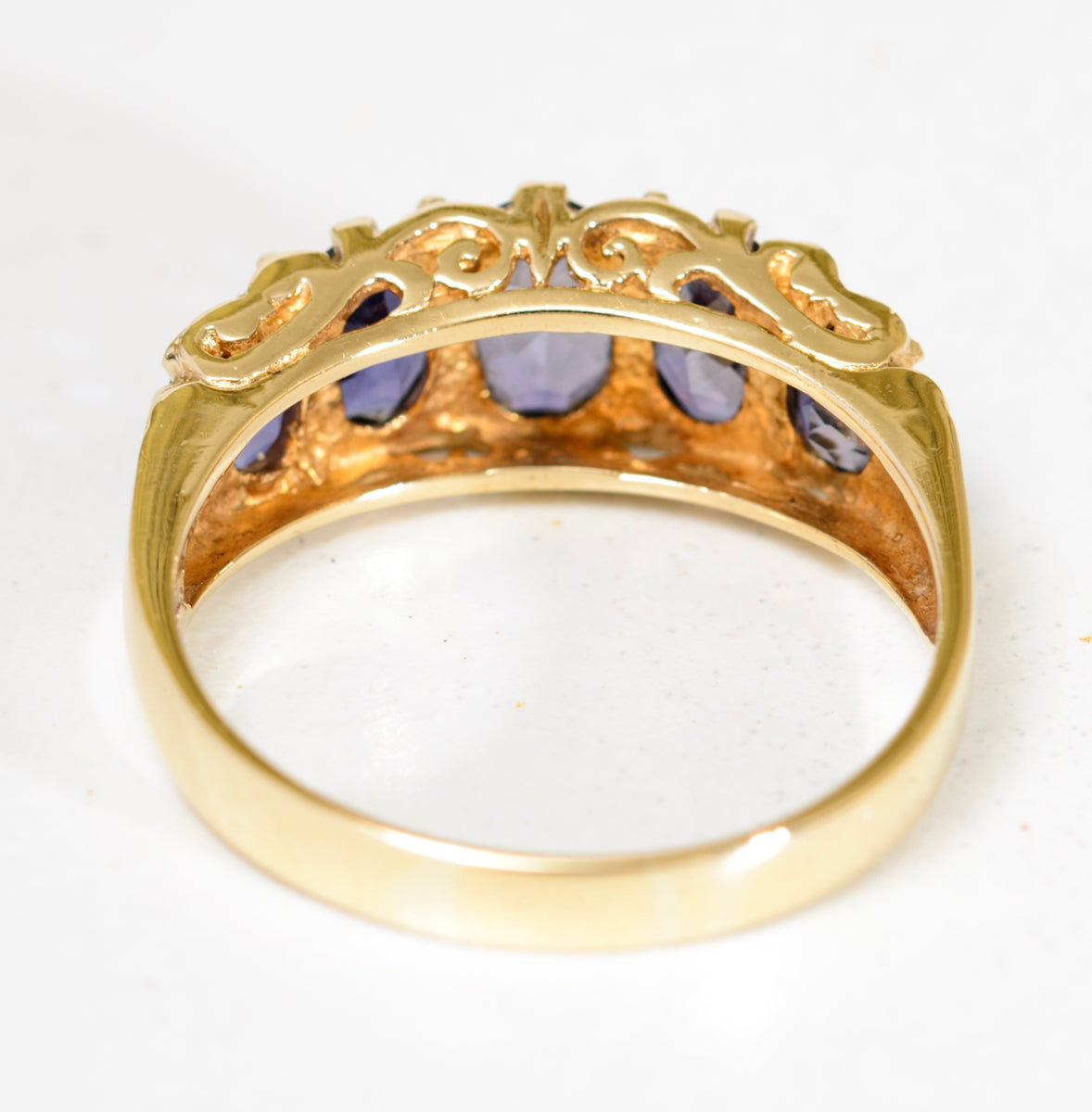 9ct Gold & Natural Five Stone Tanzanite Gemstone Ring Edwardian Design (A1778)