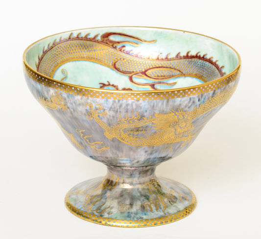 Antique Wedgwood Celestial Dragon Lustre Pedestal Bowl Z4831 c.1920 (A1779)