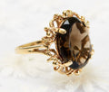 10K 10ct Solid Gold & Smoky Quartz Ring Trubrite By Basco USA Vintage c.1960's (A1795)