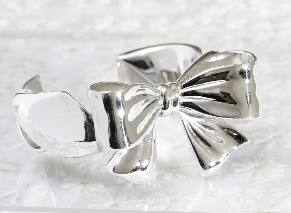 Sterling Silver Very Heavy & Chunky Bow Bangle/Bracelet Over 150 Grams (A1813)