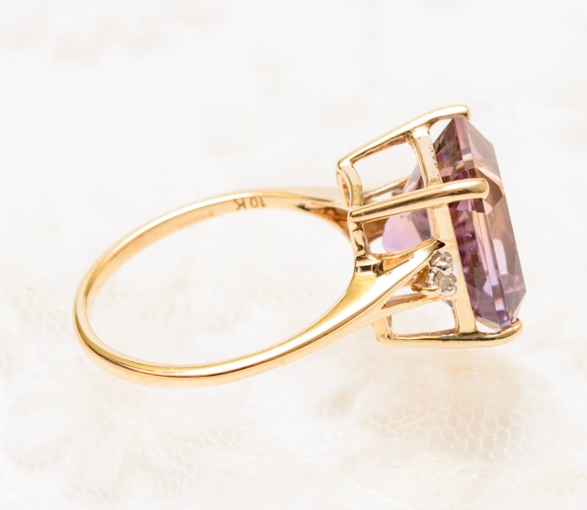 9ct Gold & Natural 6.5 Carat Ametrine Gemstone Ring With Diamond Accents (A1830)