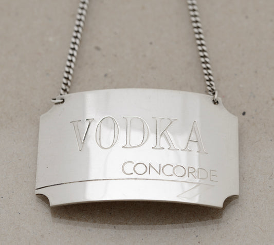 Vintage Official Concorde Silver Decanter Label For Vodka British Airways (A1836)
