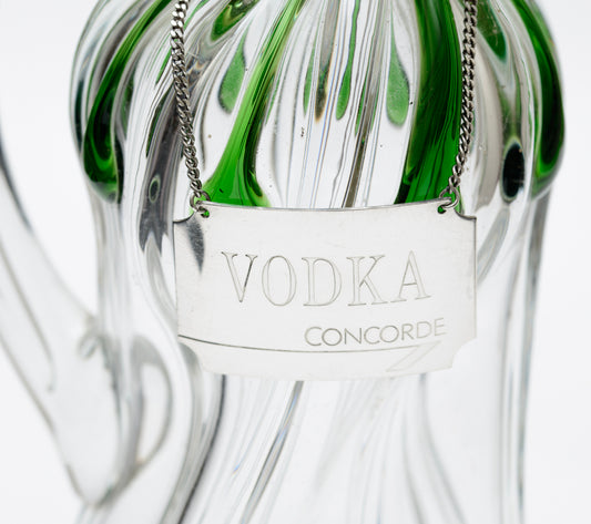 Vintage Official Concorde Silver Decanter Label For Vodka British Airways (A1836)