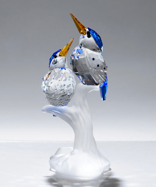 Quality Swarovski Crystal Glass Figure Of Malachite Kingfishers 623323 Boxed (A1858B)