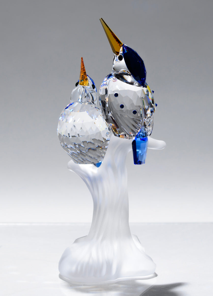 Quality Swarovski Crystal Glass Figure Of Malachite Kingfishers 623323 Boxed (A1858B)