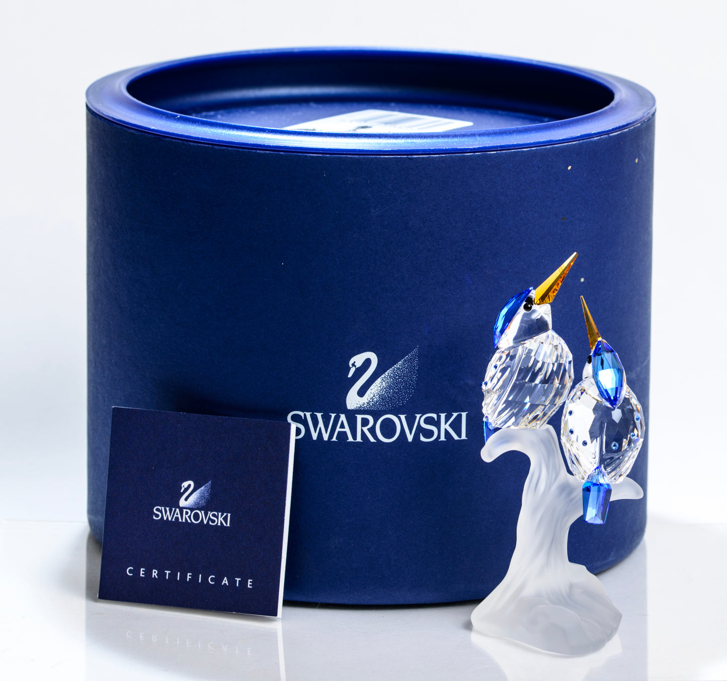 Quality Swarovski Crystal Glass Figure Of Malachite Kingfishers 623323 Boxed (A1858B)