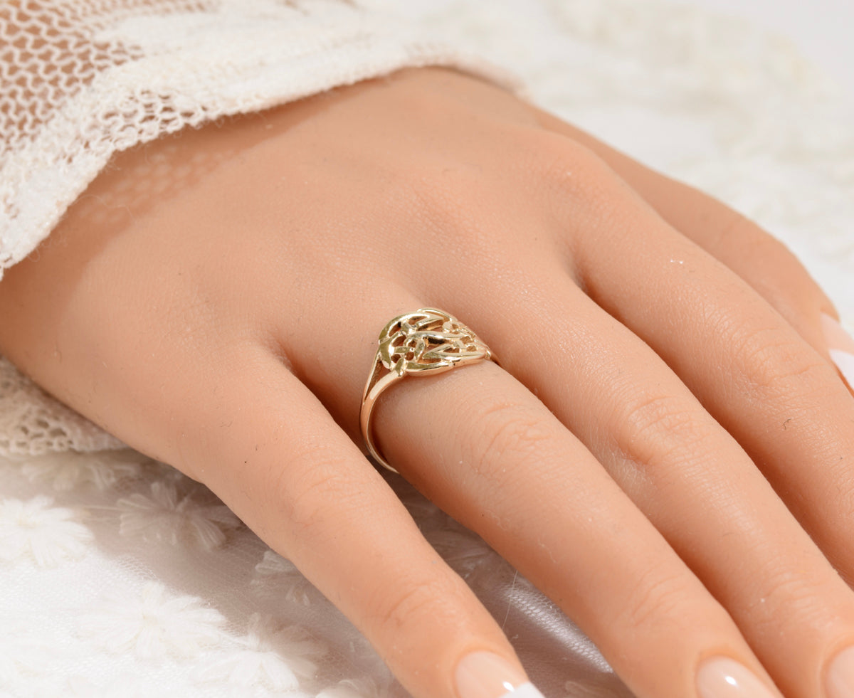 9ct Solid Gold Celtic Endless Knot Ring 1998 Hallmark UK Size M1/2 In Presentation Gift Box (A1860)