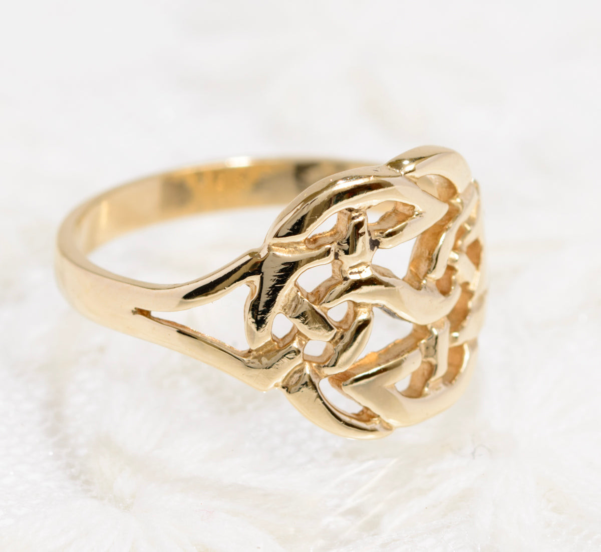 9ct Solid Gold Celtic Endless Knot Ring 1998 Hallmark UK Size M1/2 In Presentation Gift Box (A1860)