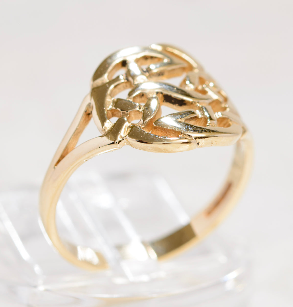 9ct Solid Gold Celtic Endless Knot Ring 1998 Hallmark UK Size M1/2 In Presentation Gift Box (A1860)