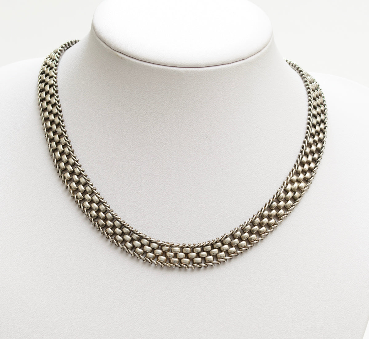 Antique Victorian Ladies Sterling Silver Collar Necklace Multi Strand Choker (A1891)