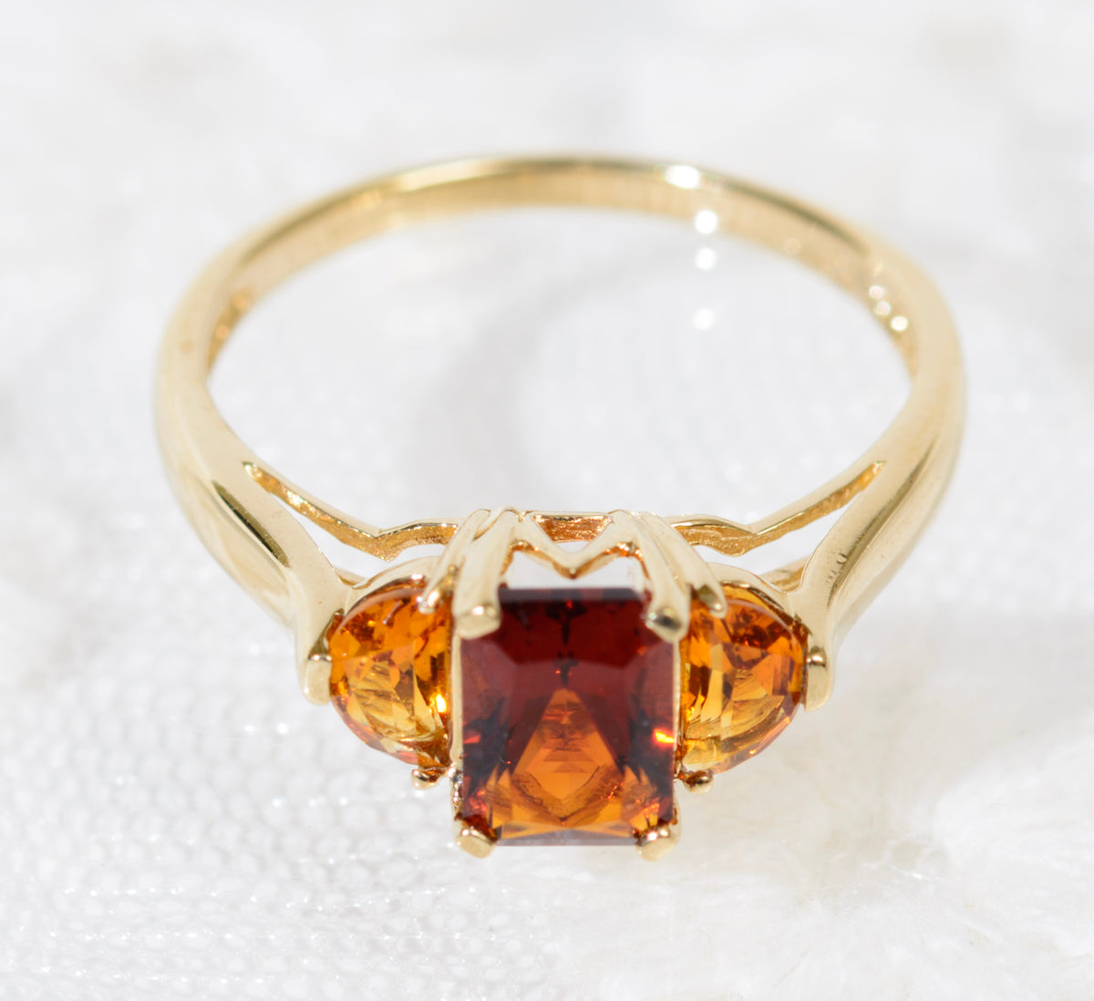 9ct Yellow Gold QVC Ring With Madeira & Orange Citrine Gemstones Hallmarked (A1911)