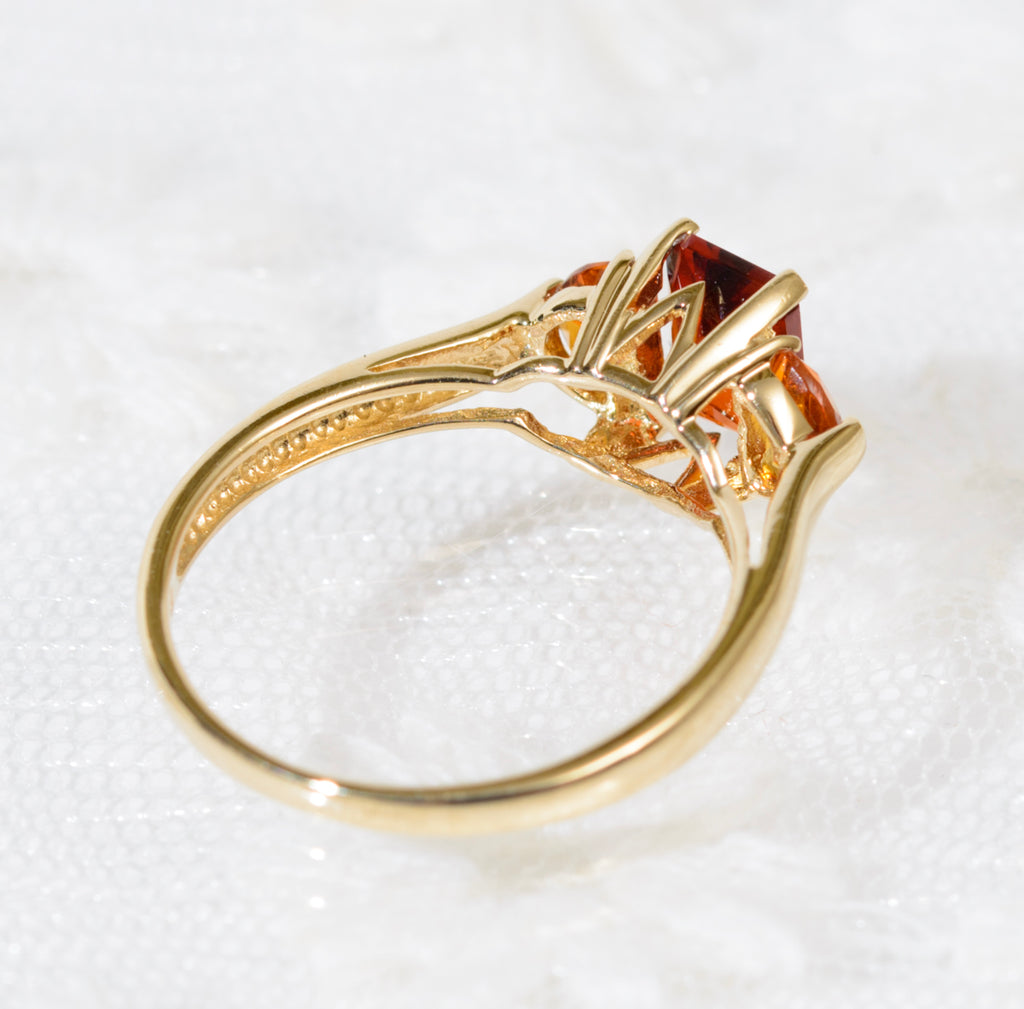 9ct Yellow Gold QVC Ring With Madeira & Orange Citrine Gemstones Hallmarked (A1911)