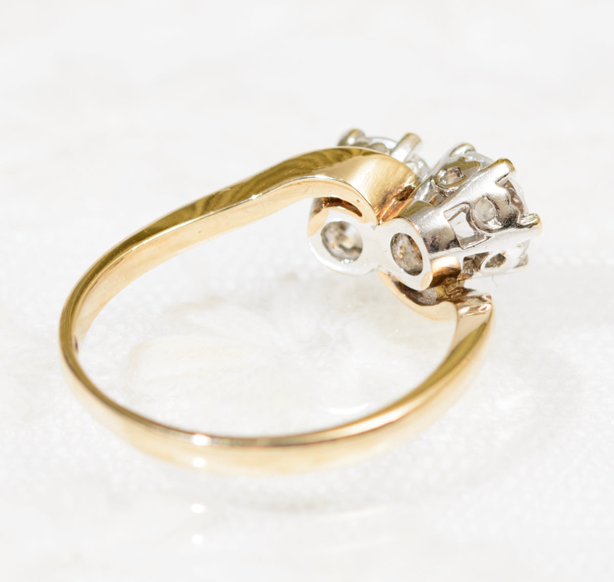 Vintage 9ct Gold Ring Toi et Moi Design With 5.5mm CZ Gemstones UK Size M (A1925)