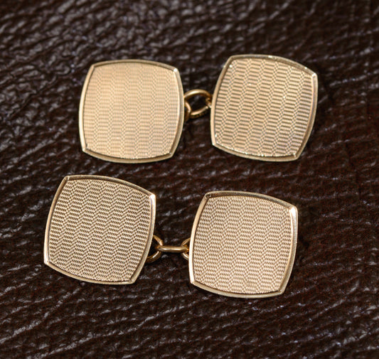 Pair Antique Art Deco 9ct Gold Men's Cufflinks Albion Chain Co 1920 (A1927)