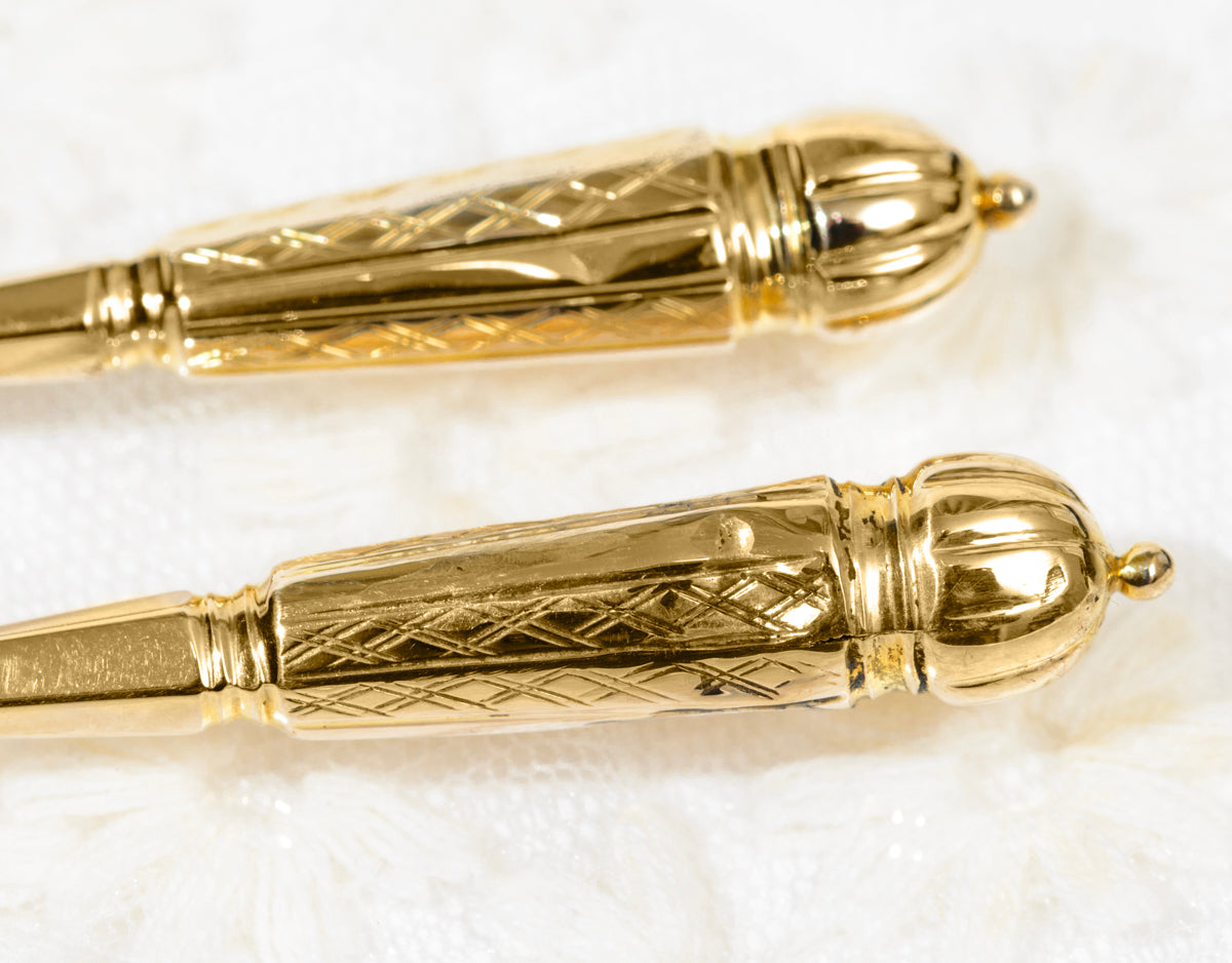 Pair Antique Victorian Long Drop Hollow Earrings In 9ct Yellow Gold Screw Back  - Boxed (A1936)