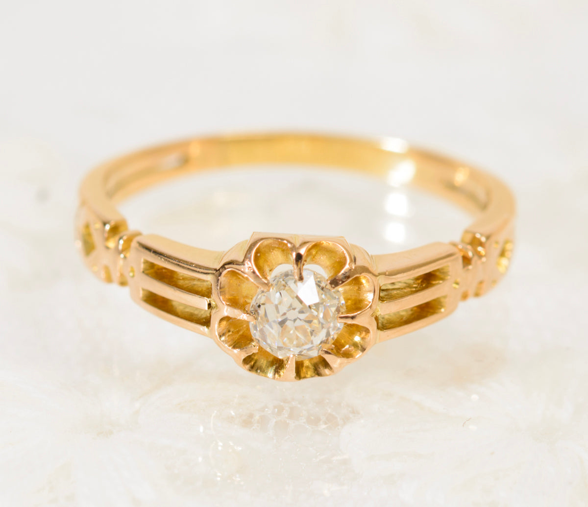 Antique Victorian 18ct Gold & Old Cut Diamond Solitaire Engagement Ring c.1880 (A1941