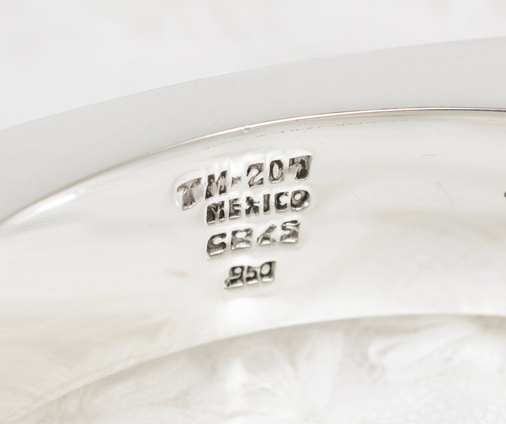 Vintage Taxco Mexico 950 Sterling Silver & Enamel Modernist Bangle/Bracelet (A1949)