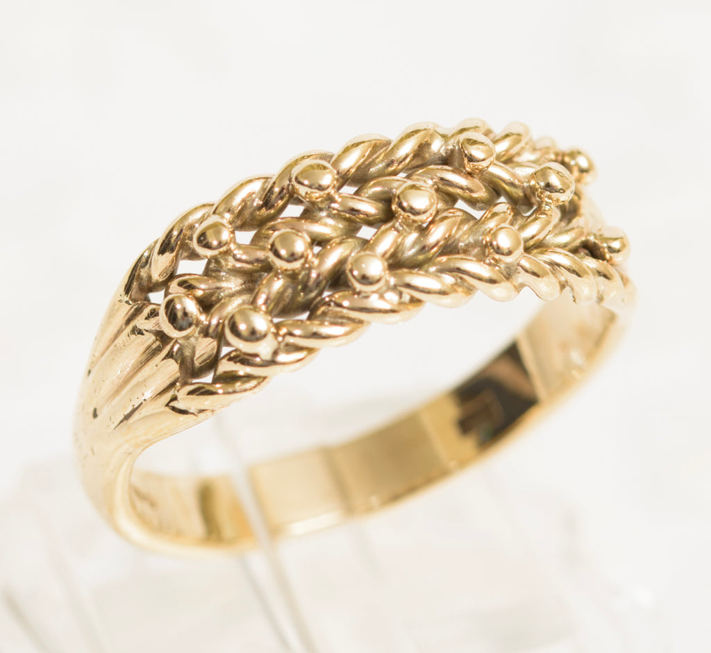 Vintage 9ct Yellow Gold Keeper Ring Unisex Design UK Size P1/2 (7.75) (A1970)