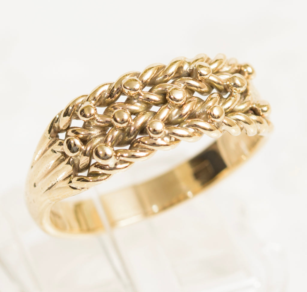 Vintage 9ct Yellow Gold Keeper Ring Unisex Design UK Size P1/2 (7.75) (A1970)
