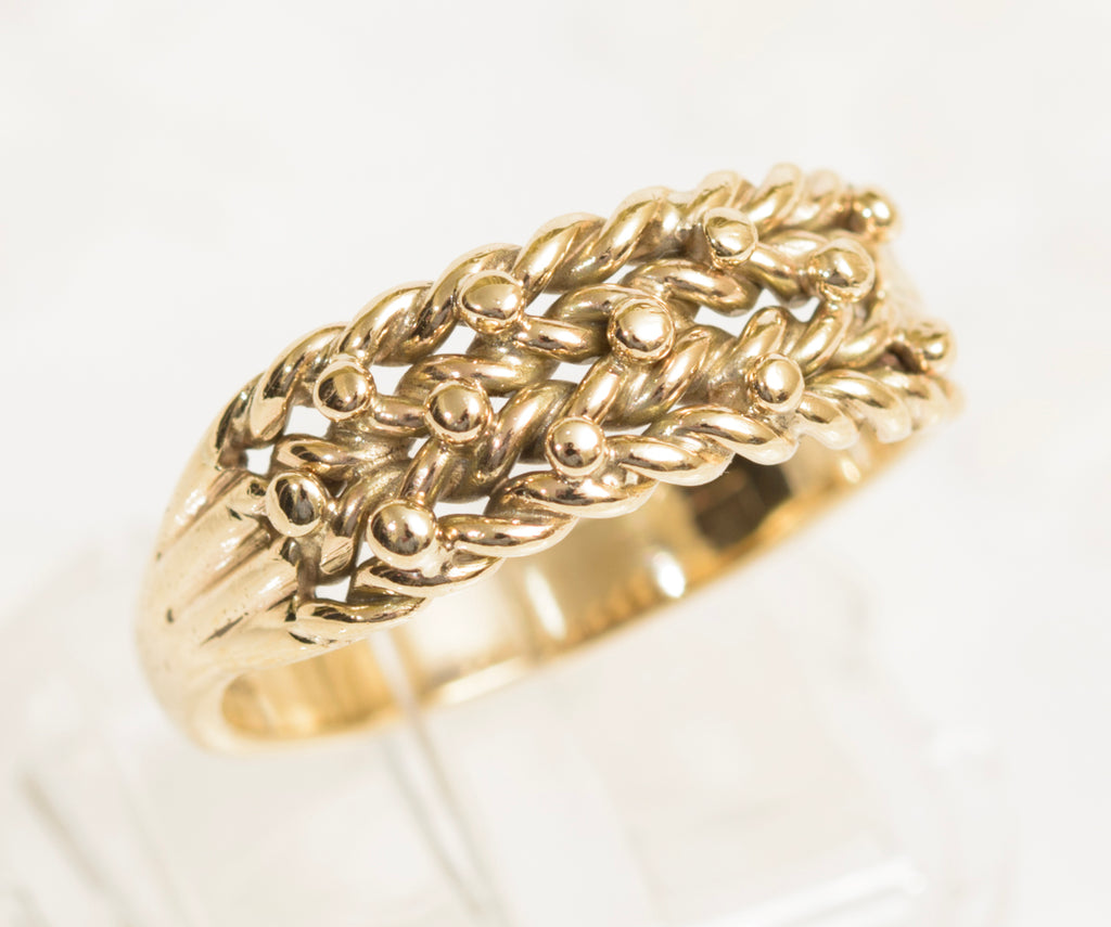 Vintage 9ct Yellow Gold Keeper Ring Unisex Design UK Size P1/2 (7.75) (A1970)