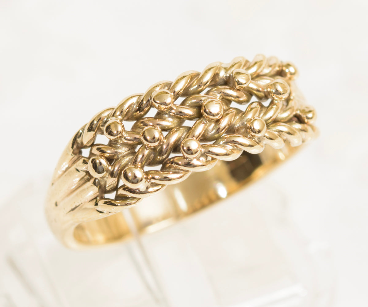 Vintage 9ct Yellow Gold Keeper Ring Unisex Design UK Size P1/2 (7.75) (A1970)