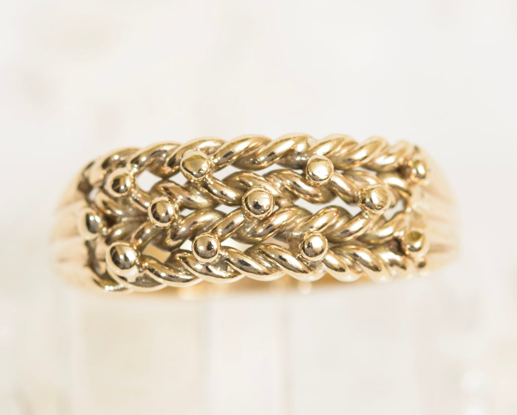 Vintage 9ct Yellow Gold Keeper Ring Unisex Design UK Size P1/2 (7.75) (A1970)