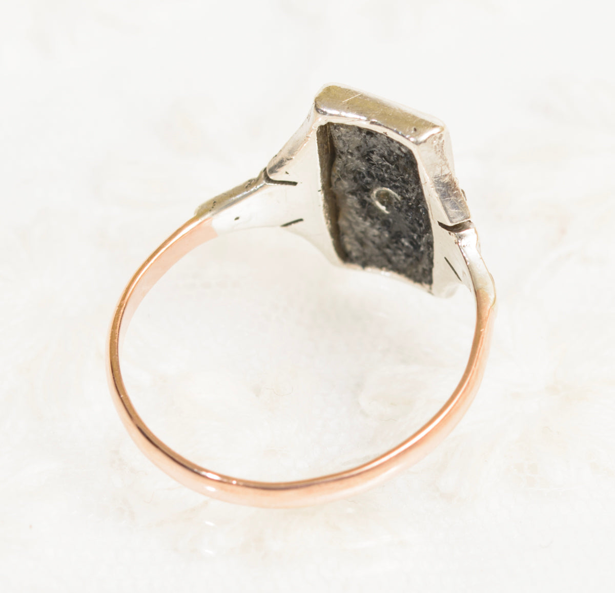 Original Art Deco Ring In 9ct Rose Gold & Silver With Onyx Panel & Paste Gems (A1972)