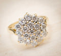 Vintage 9ct Yellow Gold Cluster Ring With CZ Gemstones Ladies UK Size I (A1986)