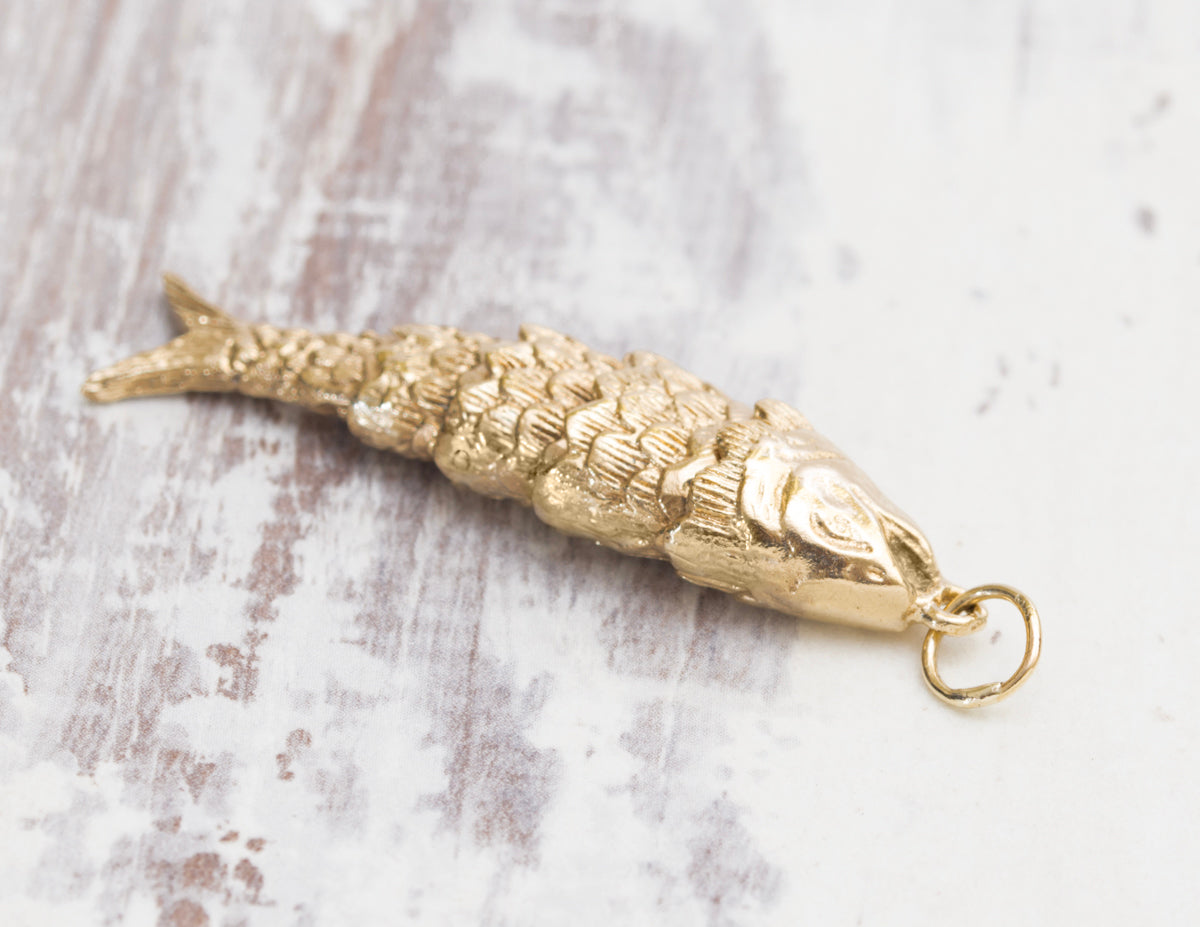 Vintage 9ct Yellow Gold Articulated Fish Pendant/Charm Hallmarked 8.25g (A2000)