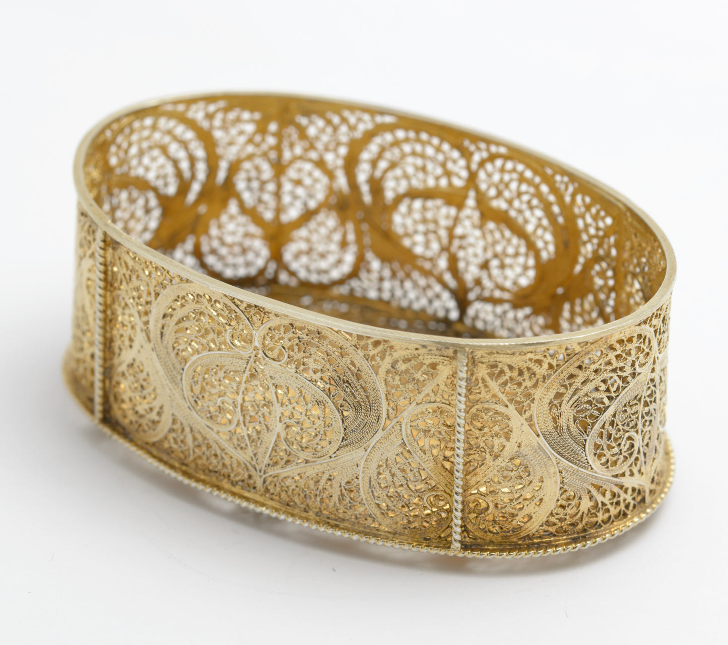 Exquisite Antique Silver Gilt .830 Filigree & Enamel Jewel Box Portugal (A2041)