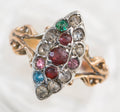 Antique Early Victorian 9ct Rose Gold & Silver Set Marquise Ring Multi Gem (A2053)