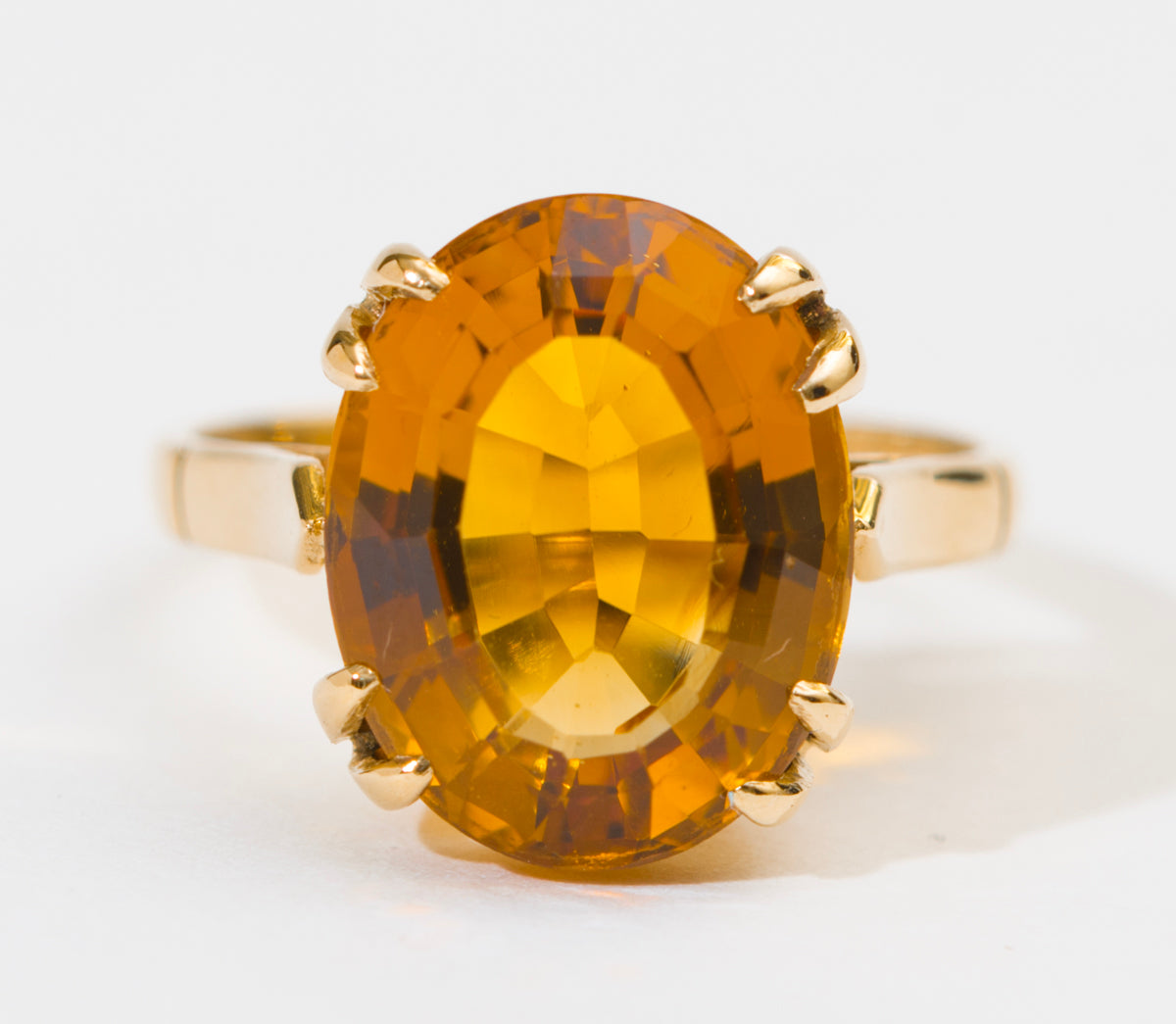 Vintage 9ct Yellow Gold & Citrine Solitaire Ring Large 5.75 Carat Gemstone(A2059)