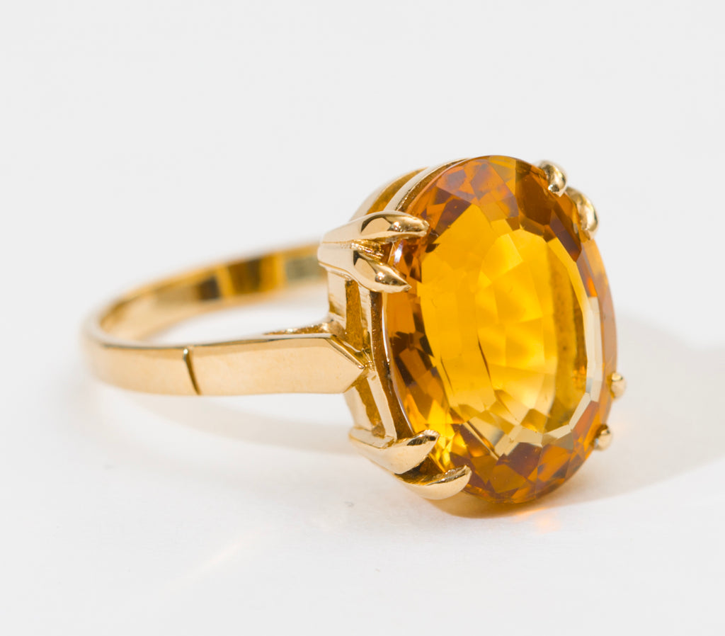 Vintage 9ct Yellow Gold & Citrine Solitaire Ring Large 5.75 Carat Gemstone(A2059)