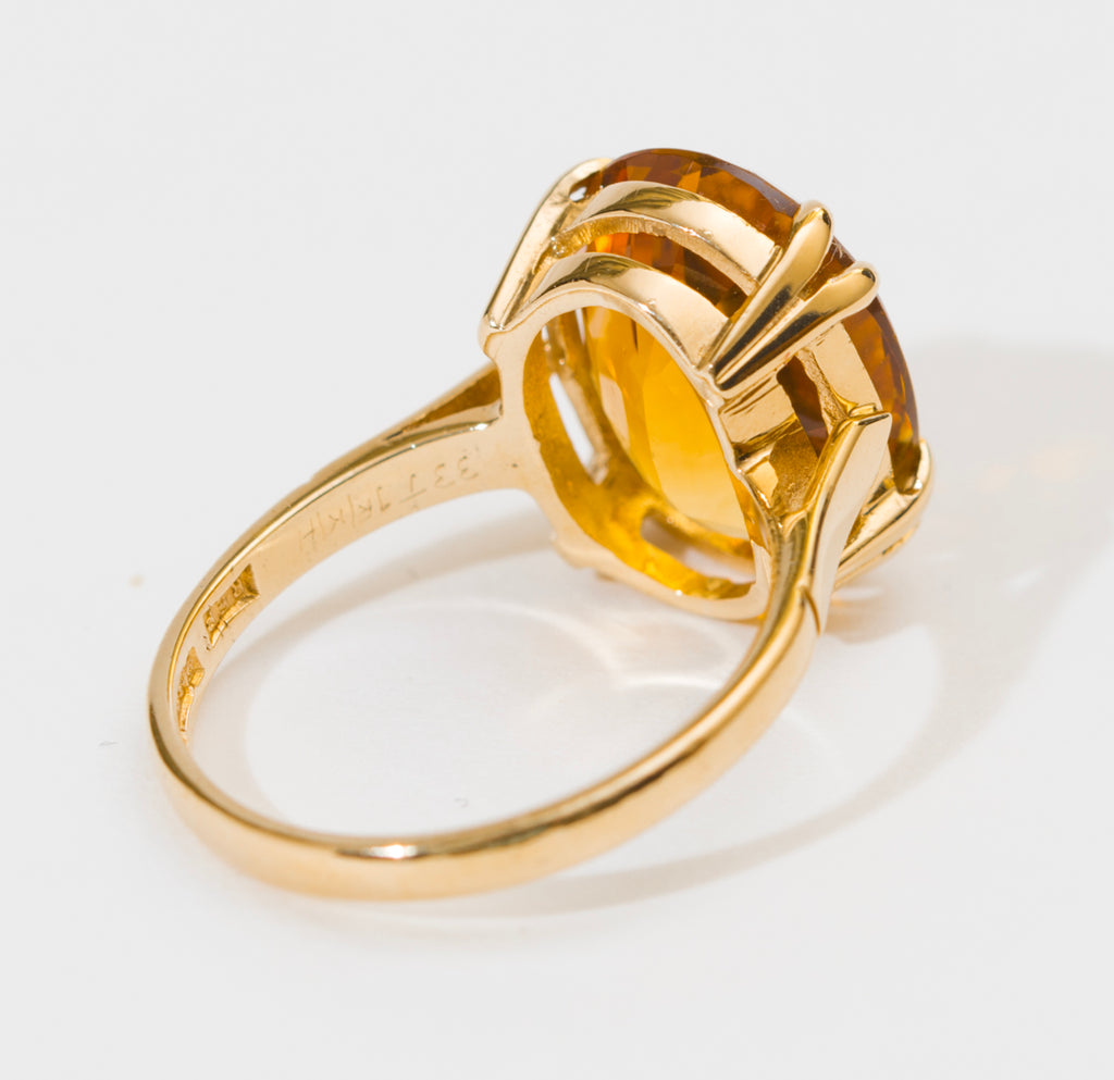 Vintage 9ct Yellow Gold & Citrine Solitaire Ring Large 5.75 Carat Gemstone(A2059)