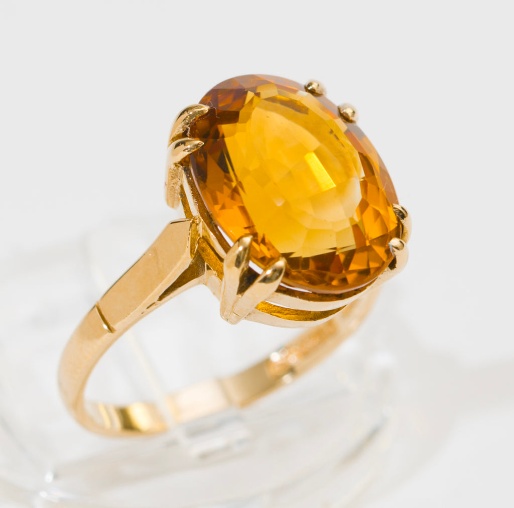 Vintage 9ct Yellow Gold & Citrine Solitaire Ring Large 5.75 Carat Gemstone(A2059)