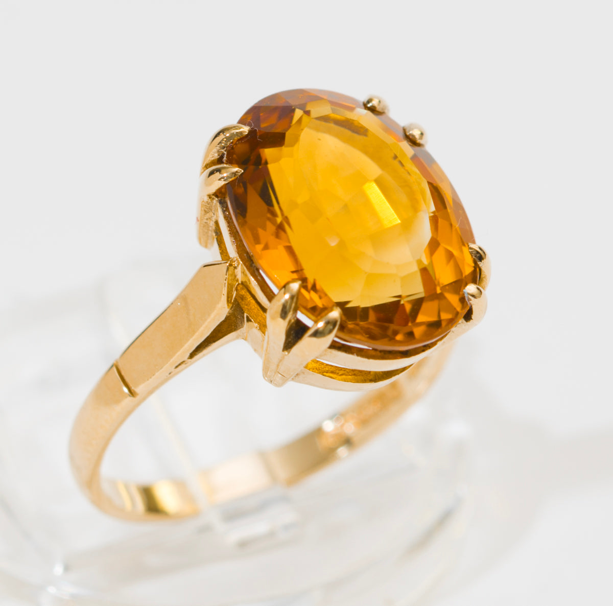 Vintage 9ct Yellow Gold & Citrine Solitaire Ring Large 5.75 Carat Gemstone(A2059)