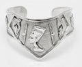 Vintage Egyptian Silver Cleopatra & Deity Cuff Bangle Arabic Hallmark .800 (A2075)