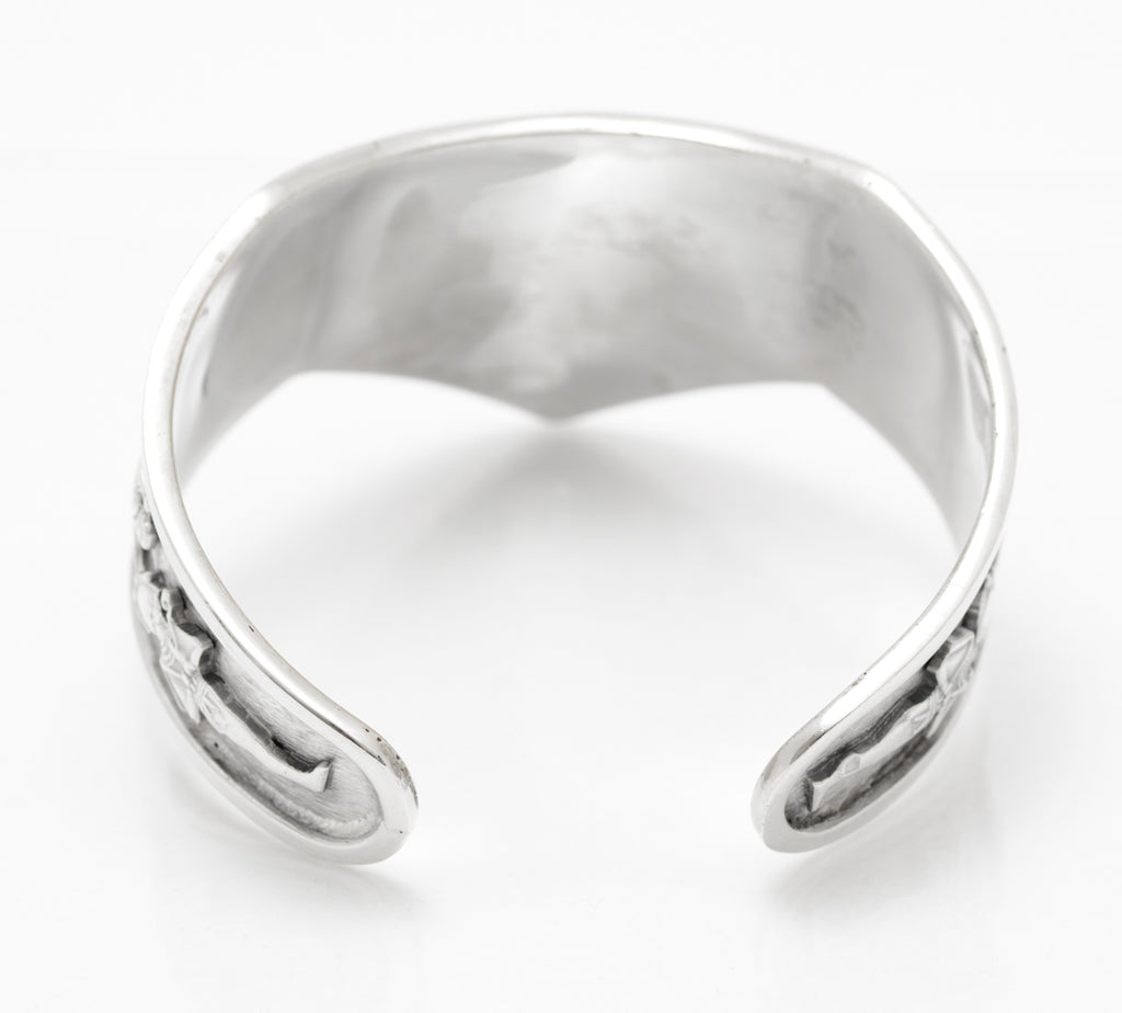 Vintage Egyptian Silver Cleopatra & Deity Cuff Bangle Arabic Hallmark .800 (A2075)
