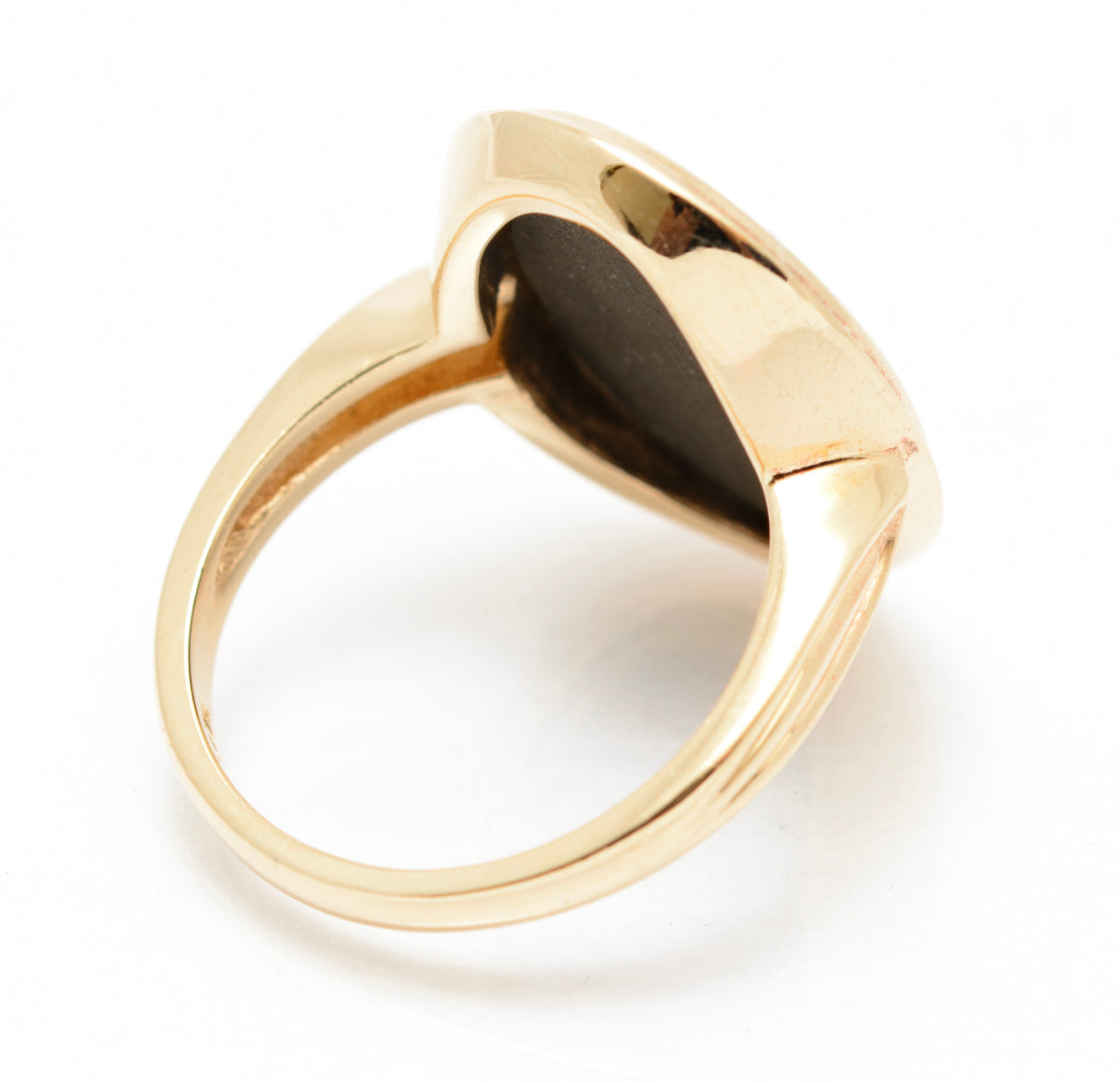 10K Yellow Gold & Canadian Ammolite Ring by Korite Large Oval Cabochon Size M1/2 (A2080)