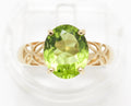 9ct Yellow Gold Solitaire Ring With Natural 3.25 Carat Peridot Gemstone Size N (A2081)