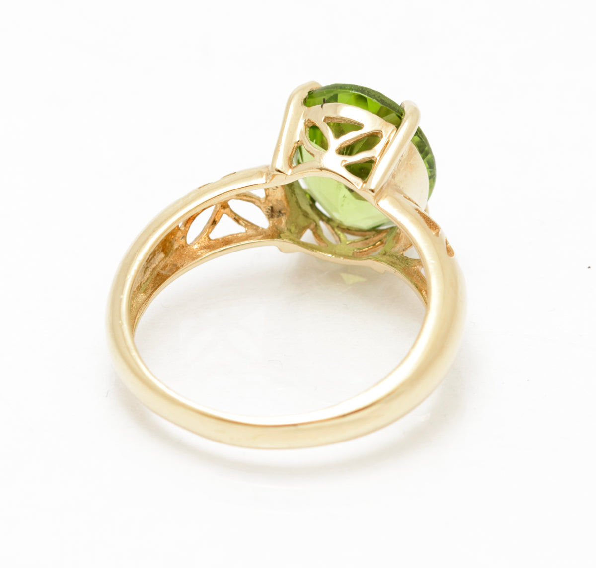 9ct Yellow Gold Solitaire Ring With Natural 3.25 Carat Peridot Gemstone Size N (A2081)
